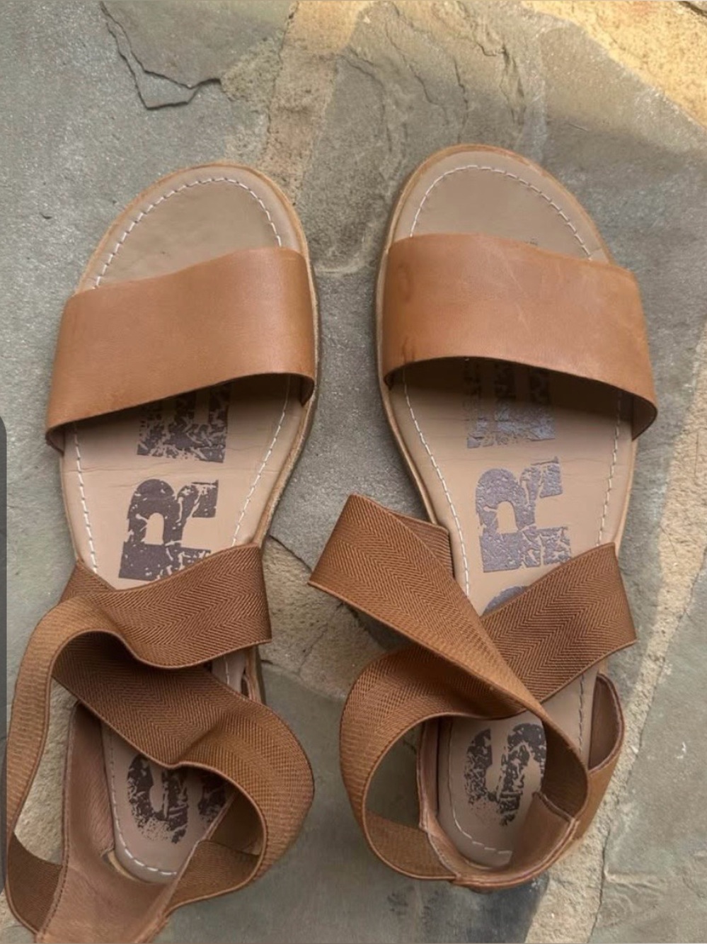 Sorel Tan Brown Leather Strap Sandals